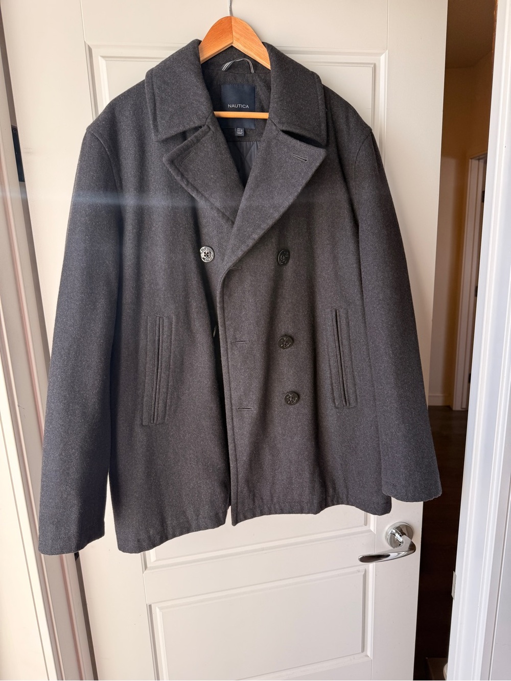 Nautica Dark Charcoal Double-Breasted Peacoat